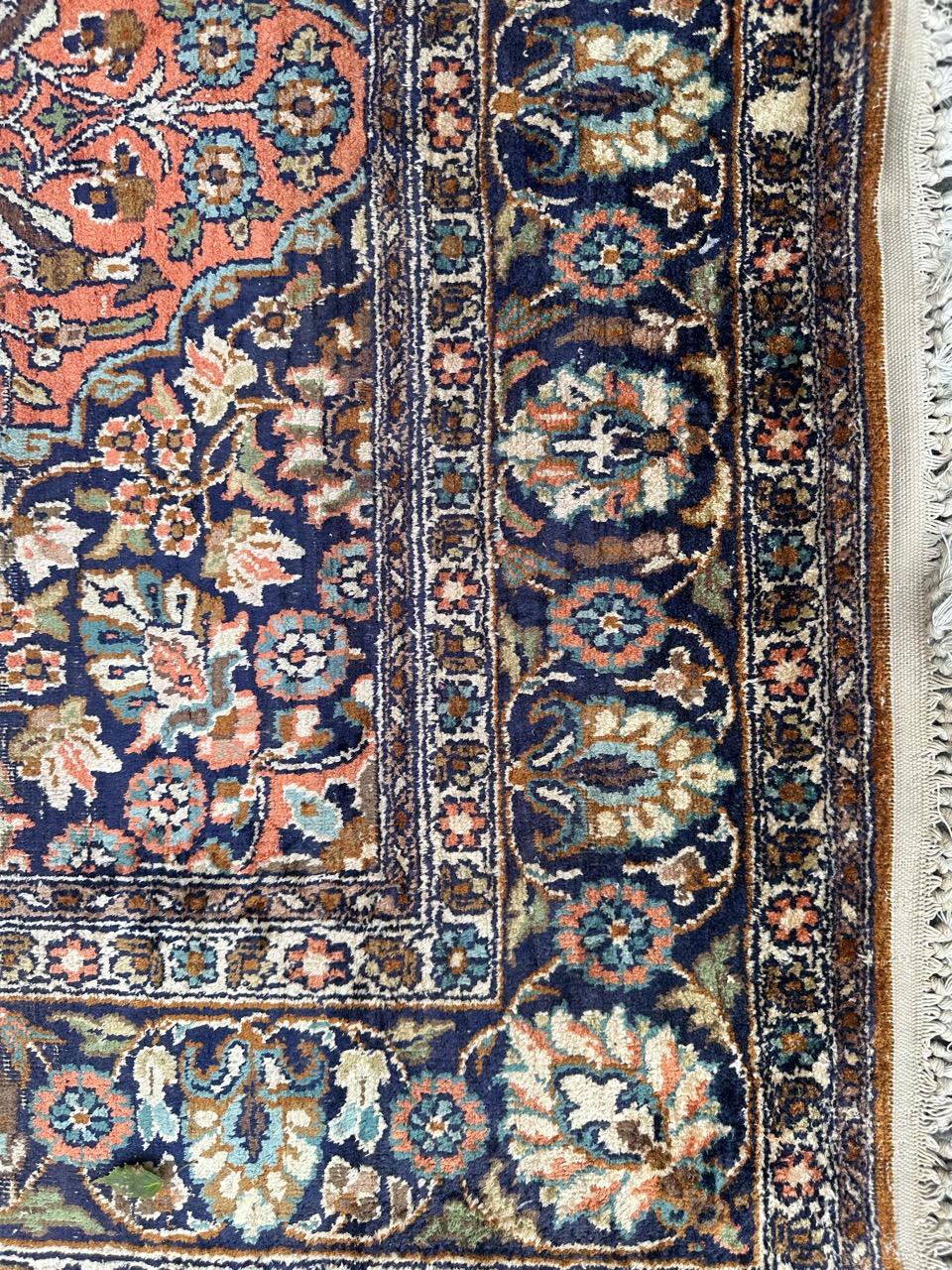 pretty vintage silk Kashmir rug For Sale 5
