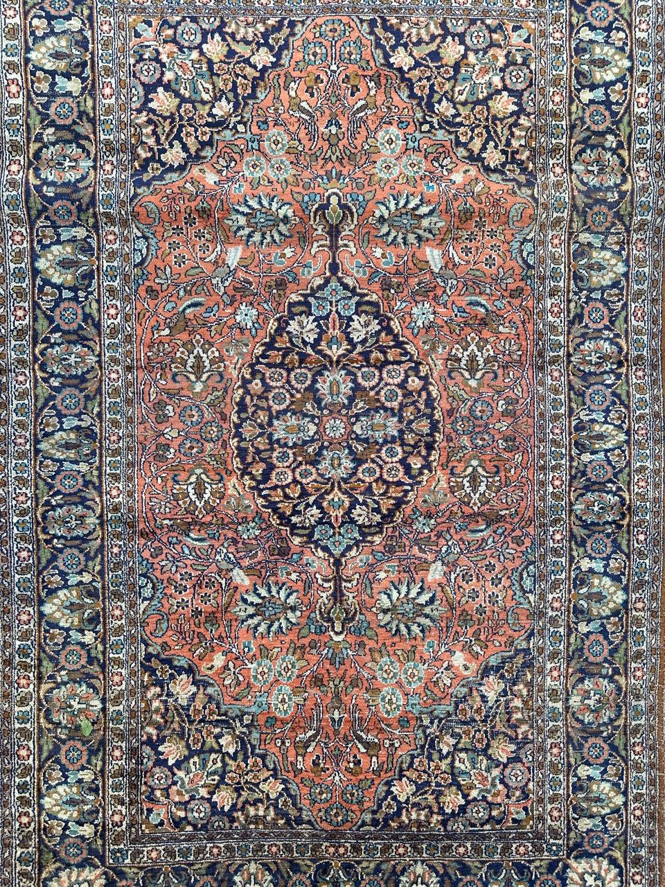  pretty vintage silk Kashmir rug  For Sale 6