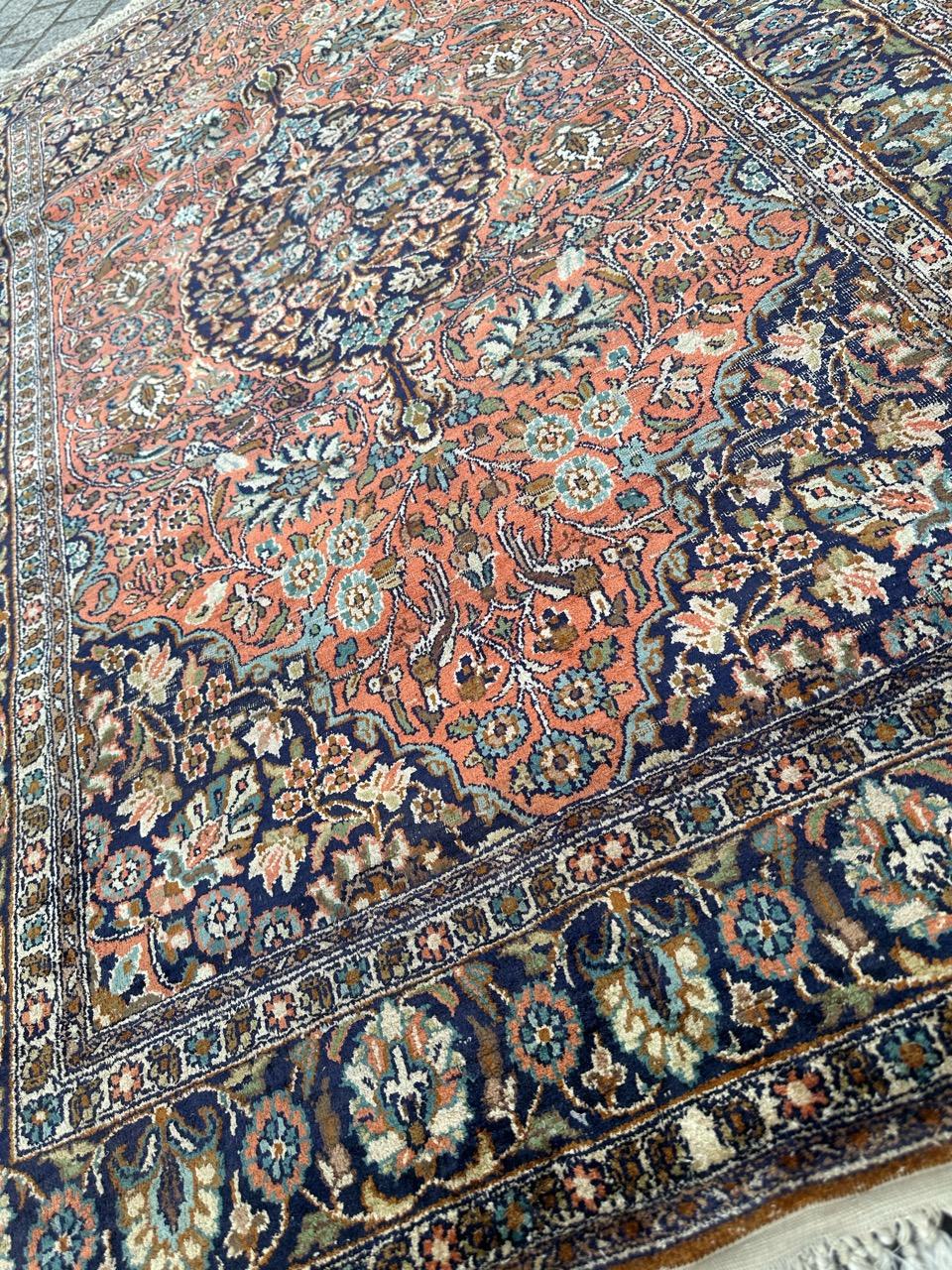  pretty vintage silk Kashmir rug  For Sale 7