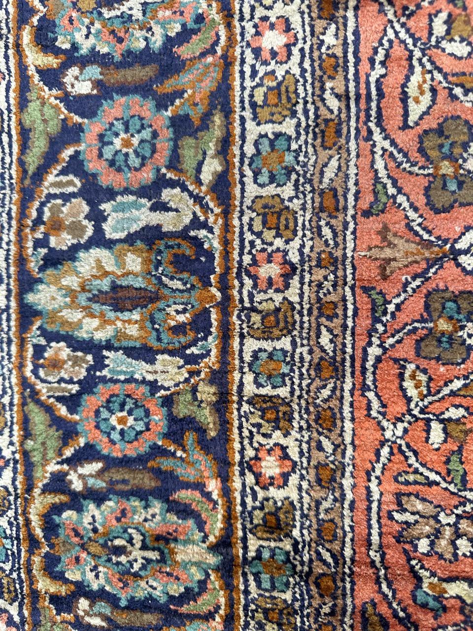 pretty vintage silk Kashmir rug For Sale 10