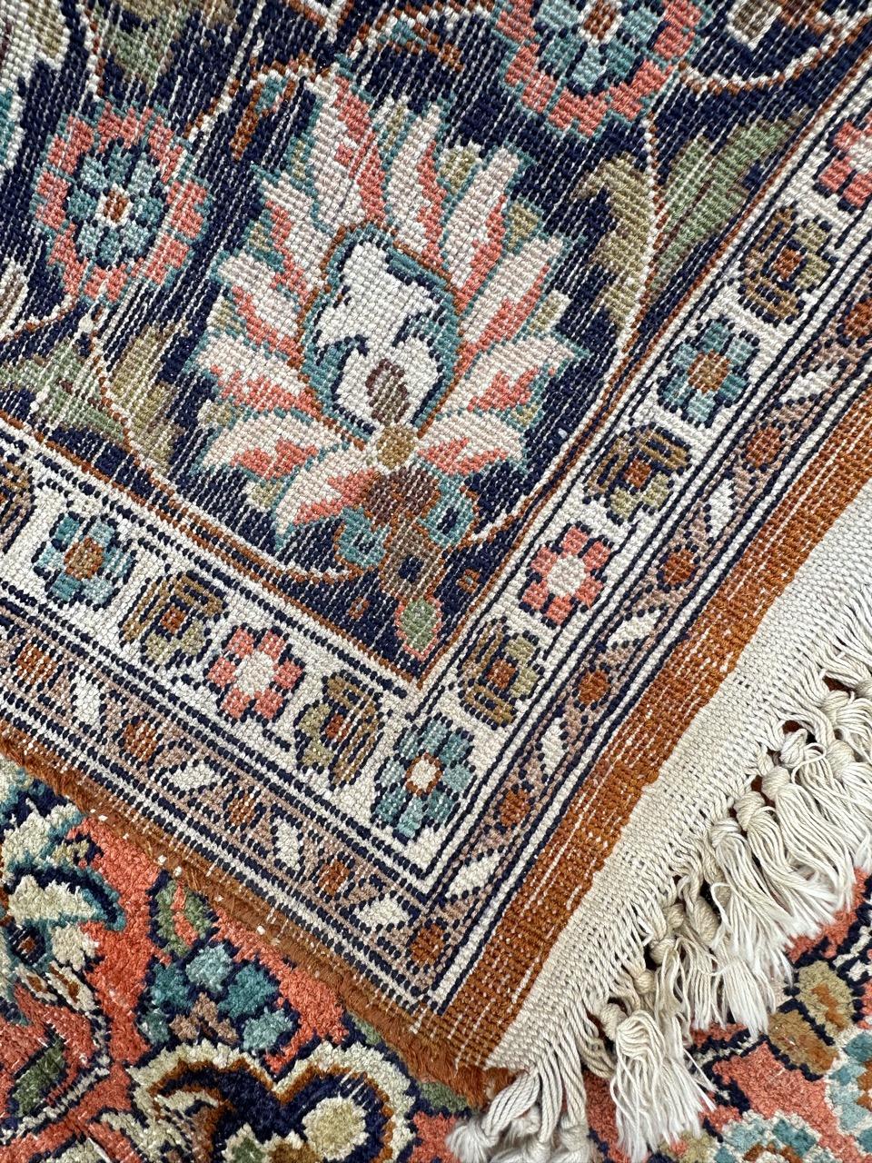 pretty vintage silk Kashmir rug For Sale 11