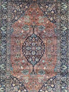 pretty vintage silk Kashmir rug