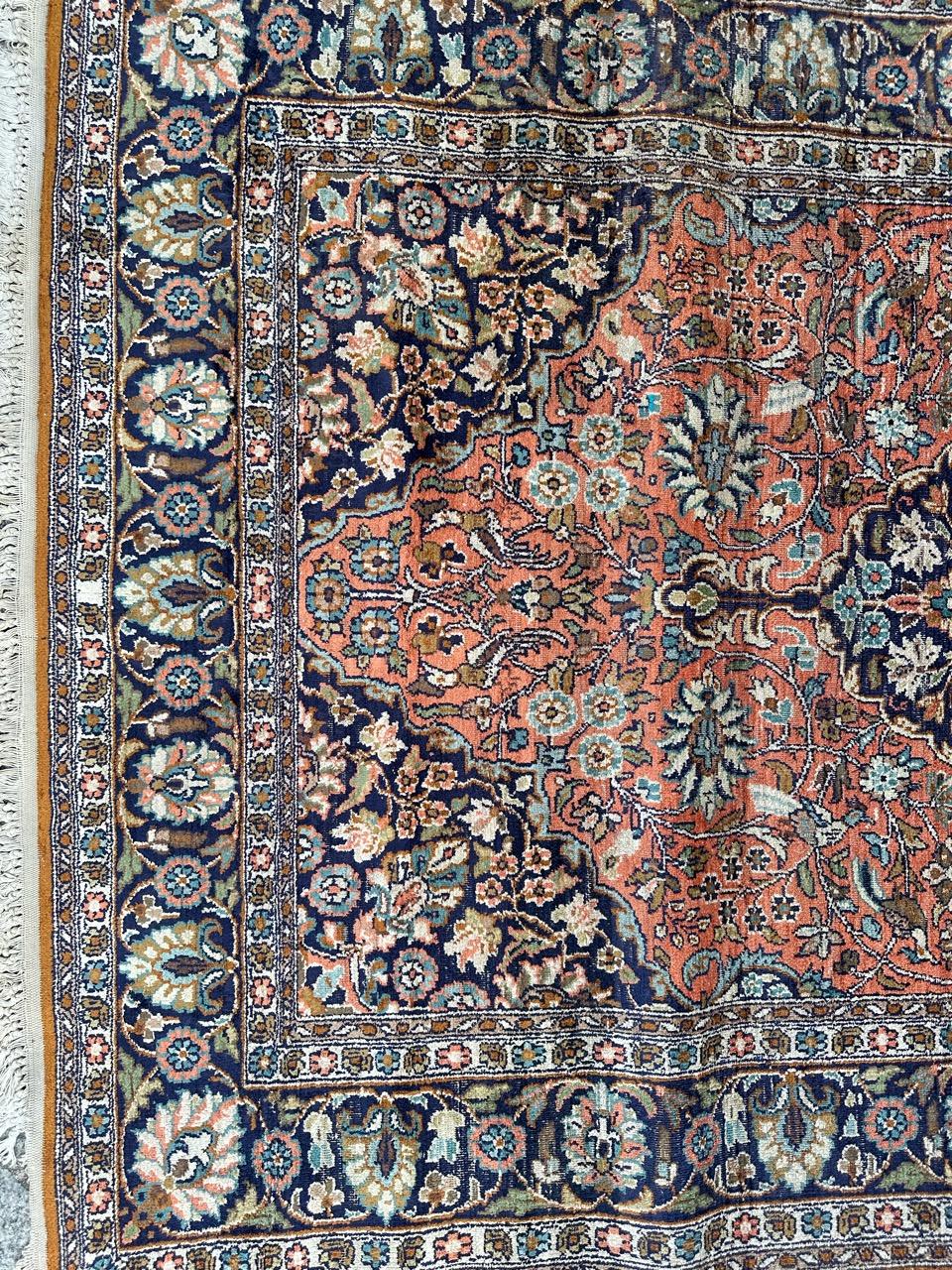 Kashan pretty vintage silk Kashmir rug For Sale