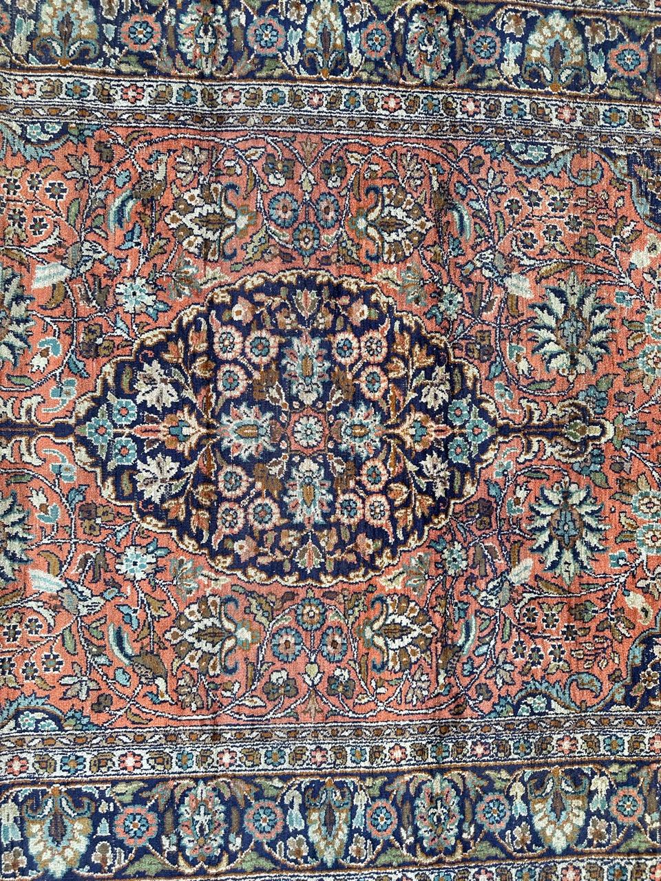 Pakistani pretty vintage silk Kashmir rug For Sale