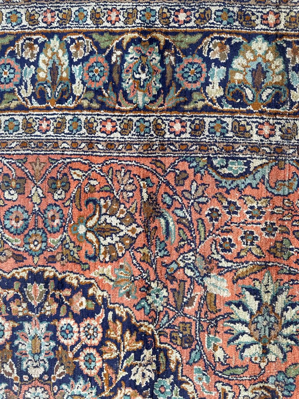 pretty vintage silk Kashmir rug For Sale 1