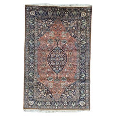  pretty vintage silk Kashmir rug 