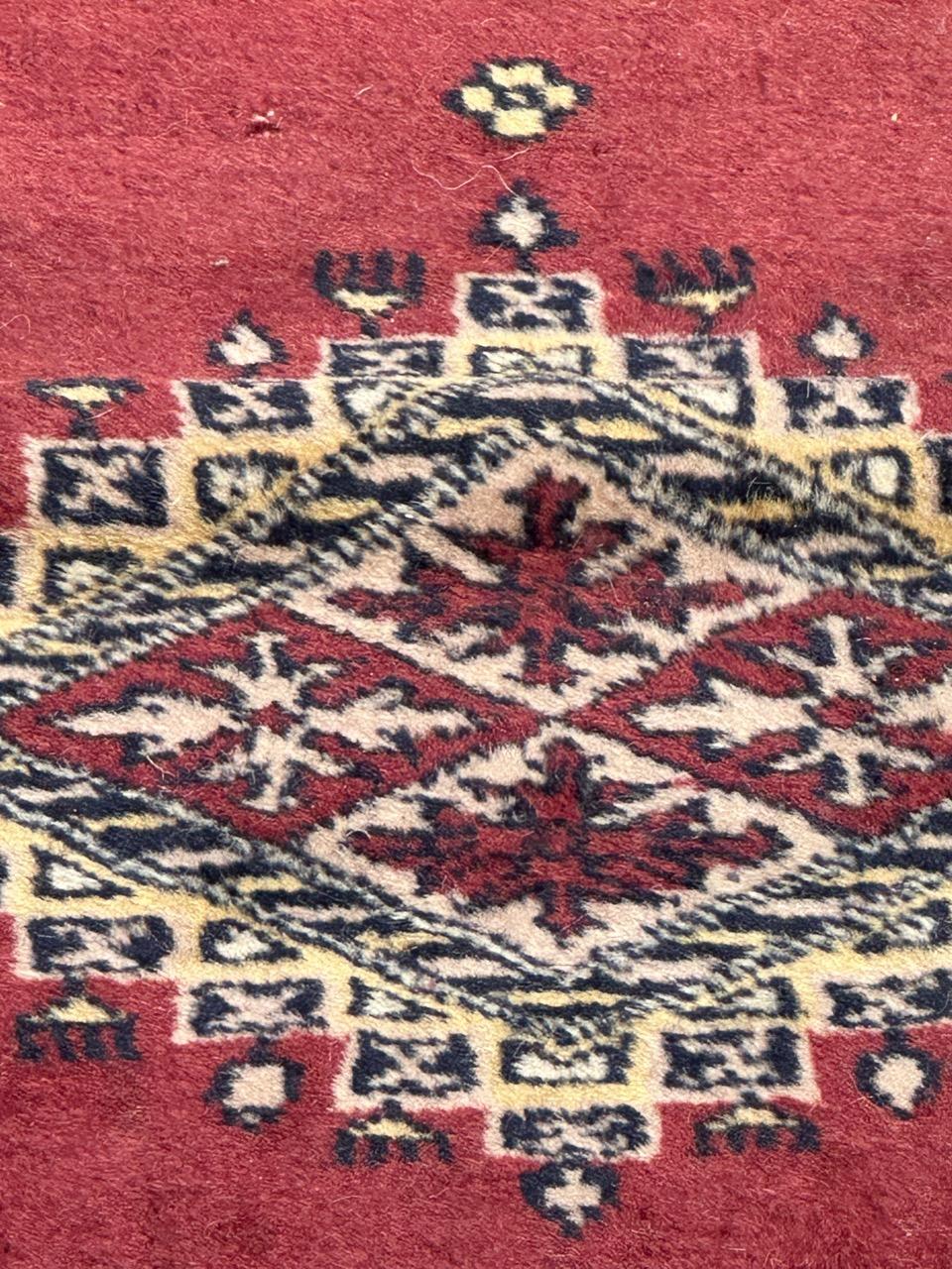 Hand-Knotted Bobyrug’s pretty vintage small Pakistani rug Turkmen style  For Sale