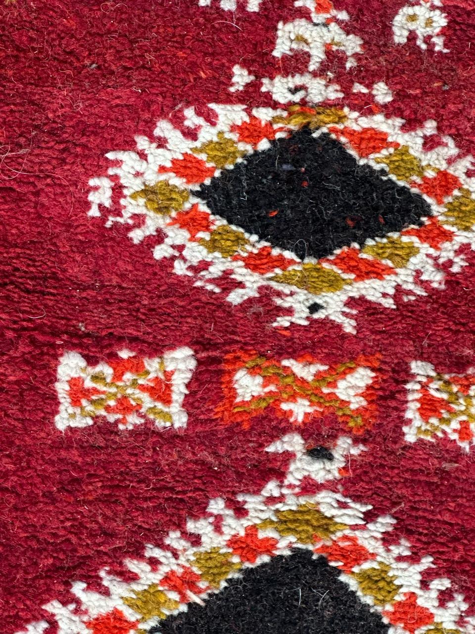 Hand-Knotted Bobyrug’s pretty vintage tribal Moroccan rug  For Sale