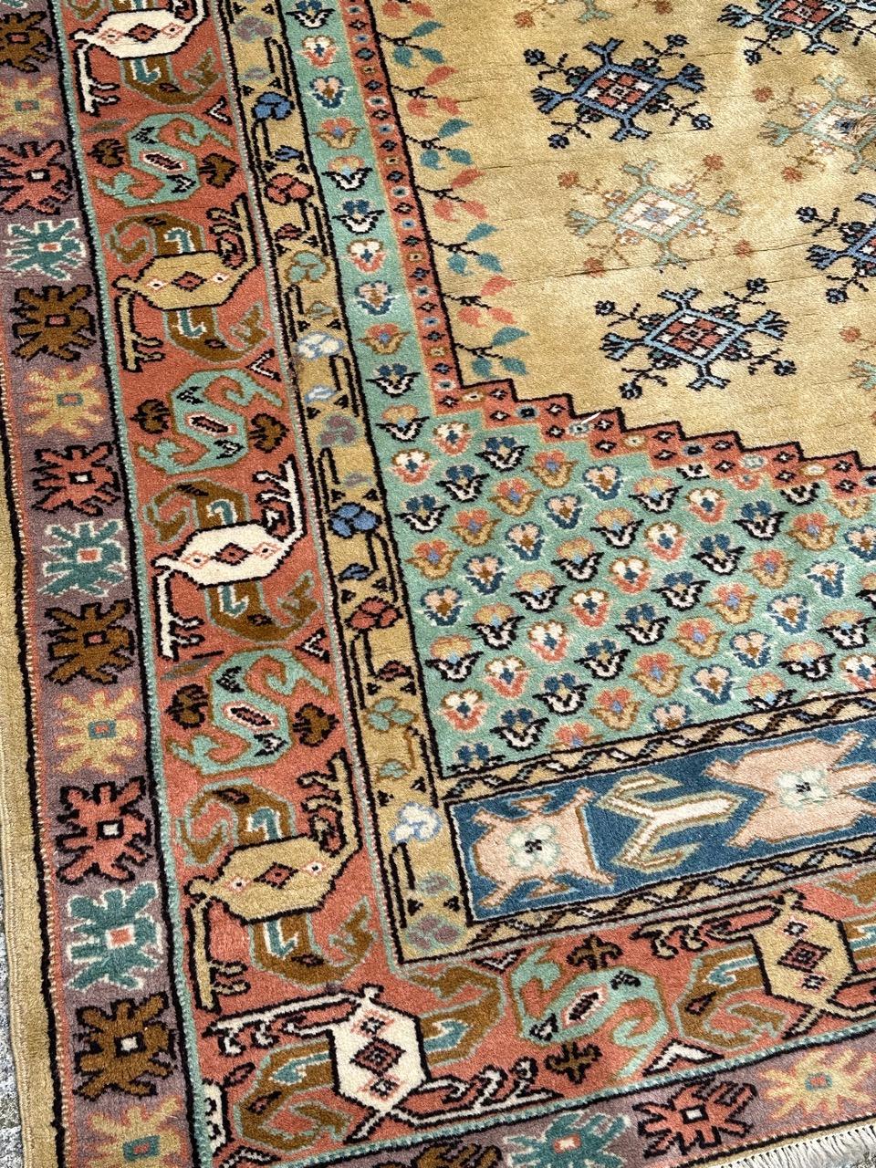 Wool Bobyrug’s pretty vintage Turkish Anatolian rug  For Sale