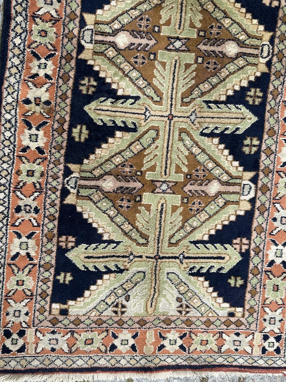 Hand-Knotted Bobyrug’s pretty vintage Turkish rug  For Sale