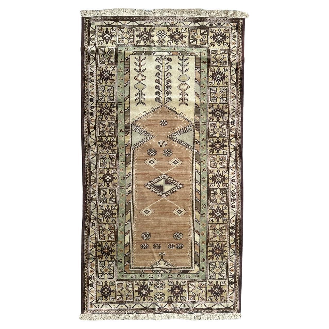 Bobyrug’s pretty vintage Turkish style rug For Sale