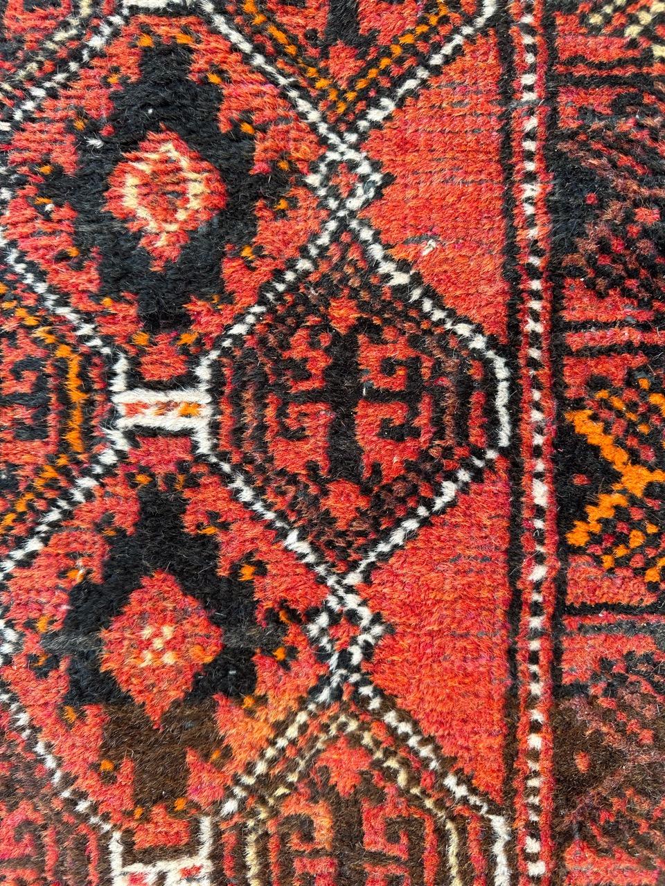 Bobyrug’s pretty vintage Turkmen Baluch rug For Sale 2