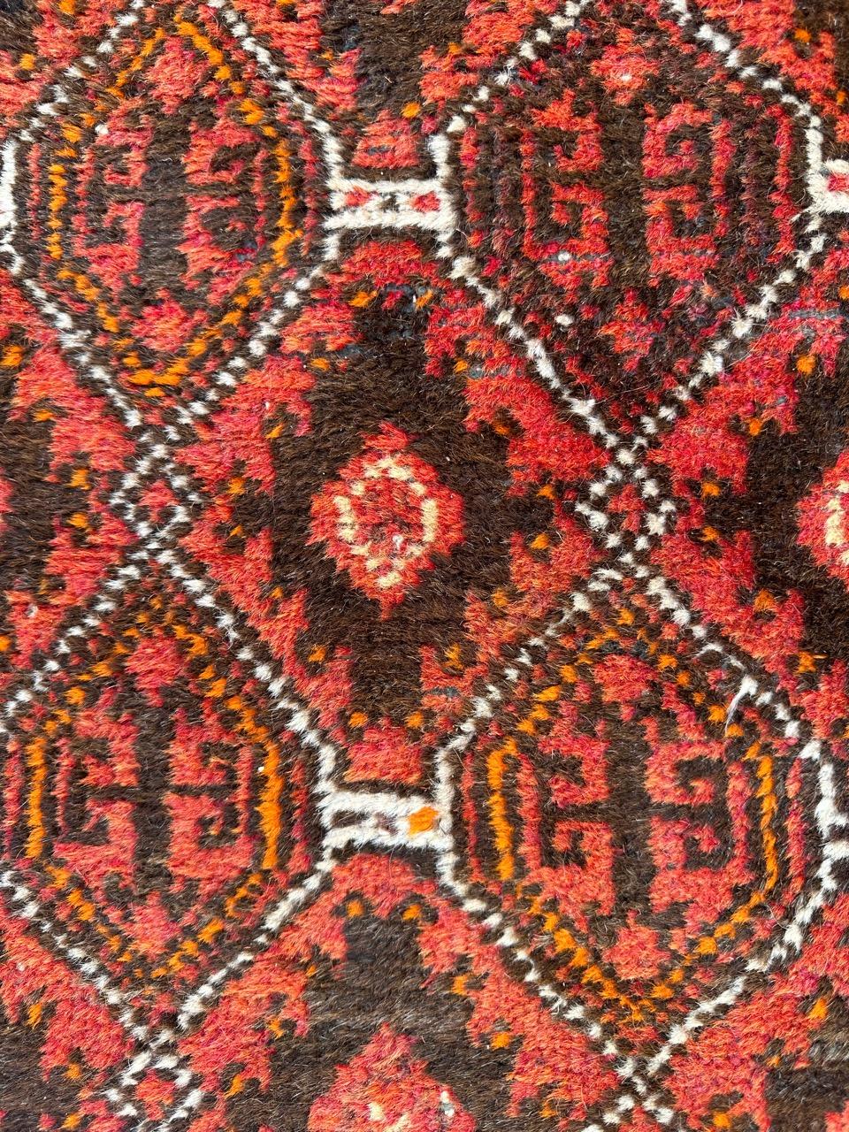 Bobyrug’s pretty vintage Turkmen Baluch rug For Sale 3