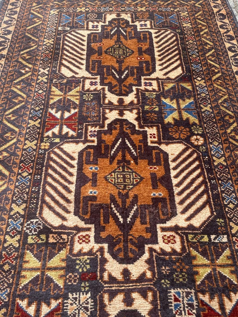 Bobyrug’s pretty vintage Turkmen Baluch rug  For Sale 3
