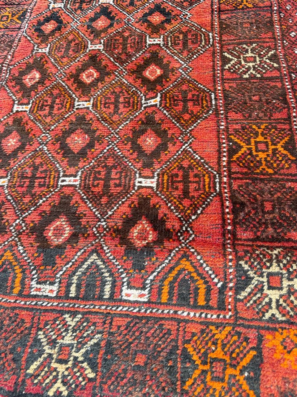 Bobyrug’s pretty vintage Turkmen Baluch rug For Sale 6