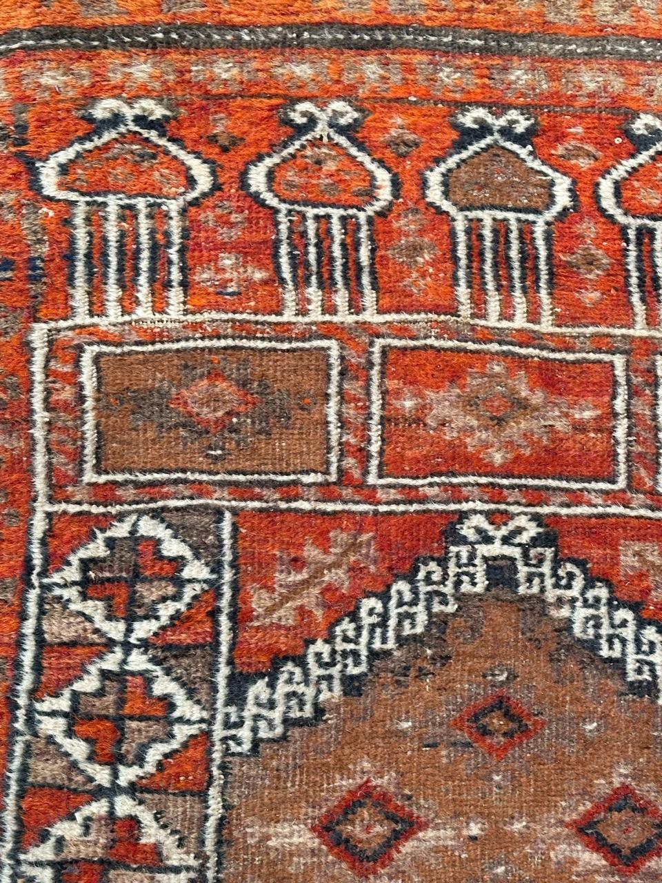 Bobyrug’s pretty vintage Turkmen Baluch rug  For Sale 6