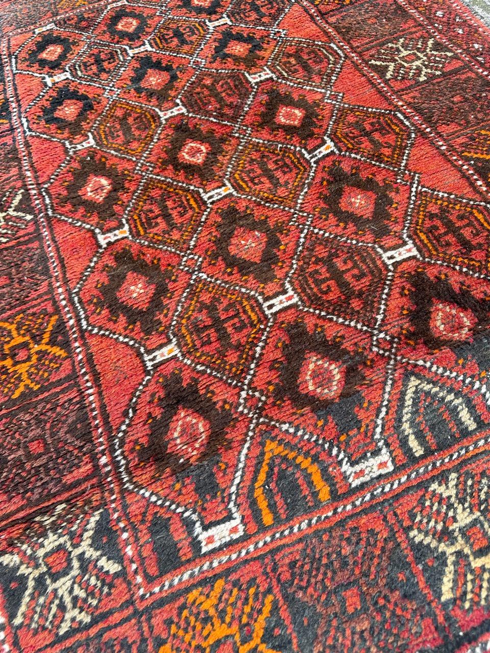 Bobyrug’s pretty vintage Turkmen Baluch rug For Sale 7