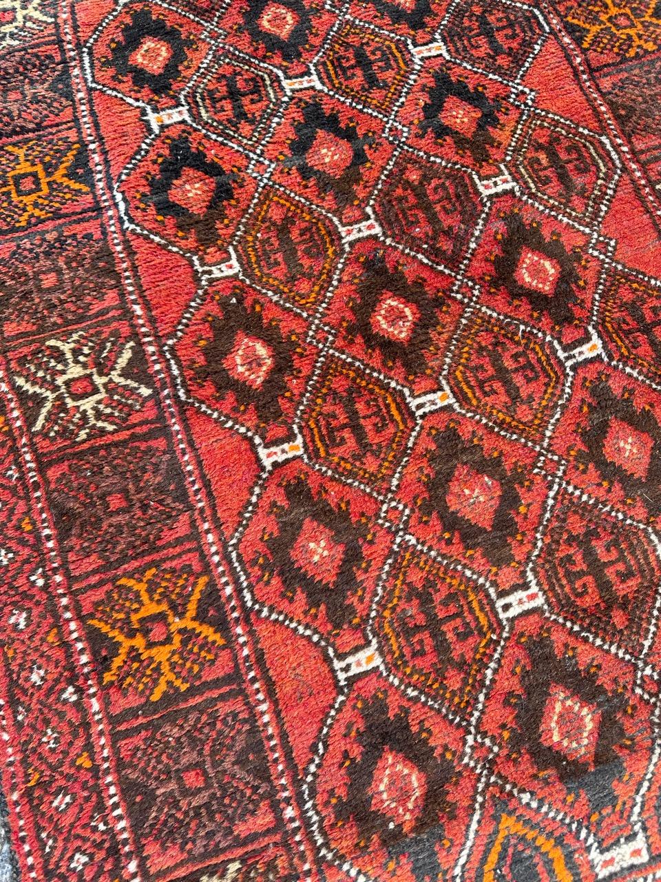 Bobyrug’s pretty vintage Turkmen Baluch rug For Sale 8