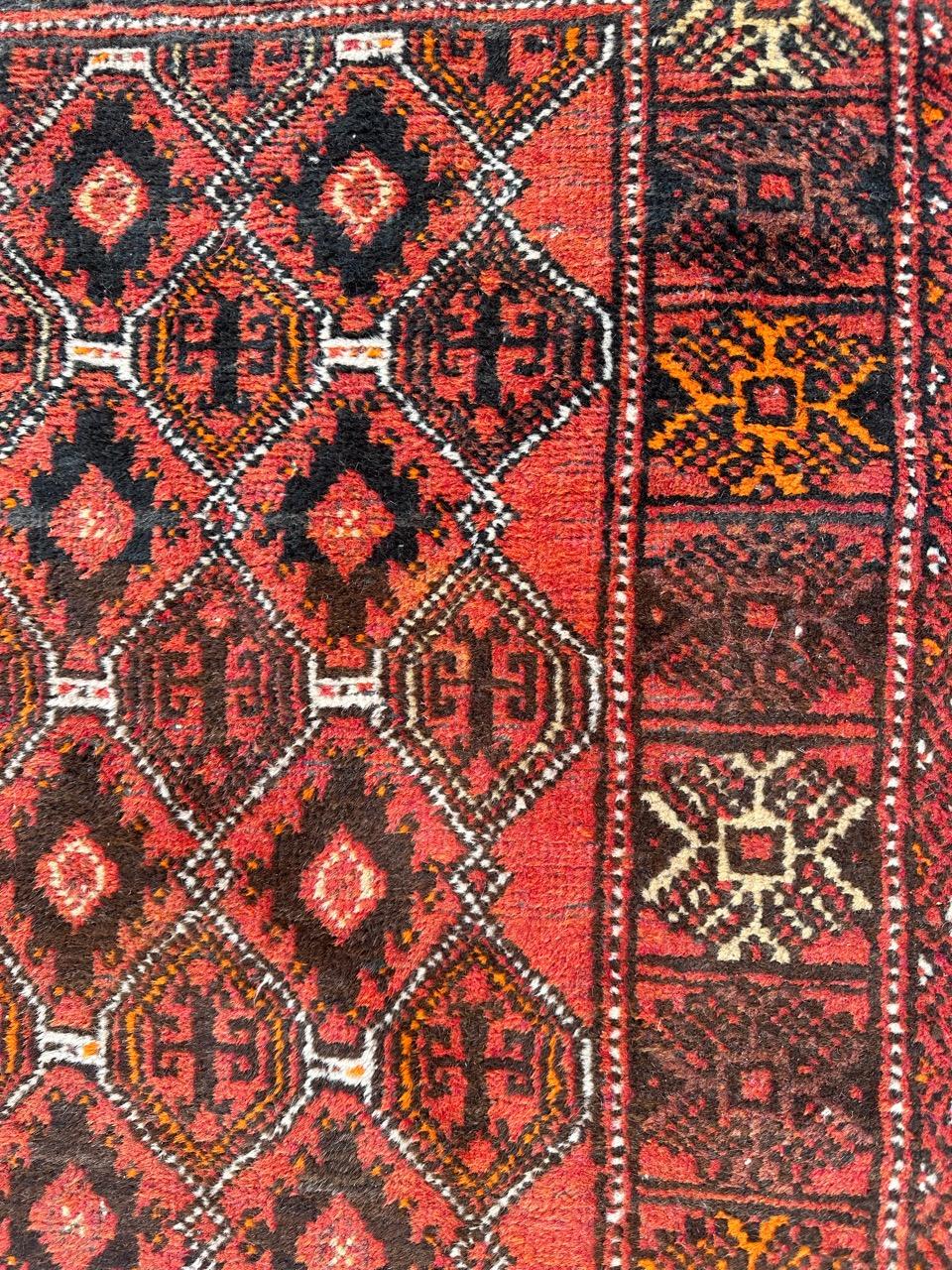 Bobyrug’s pretty vintage Turkmen Baluch rug For Sale 10