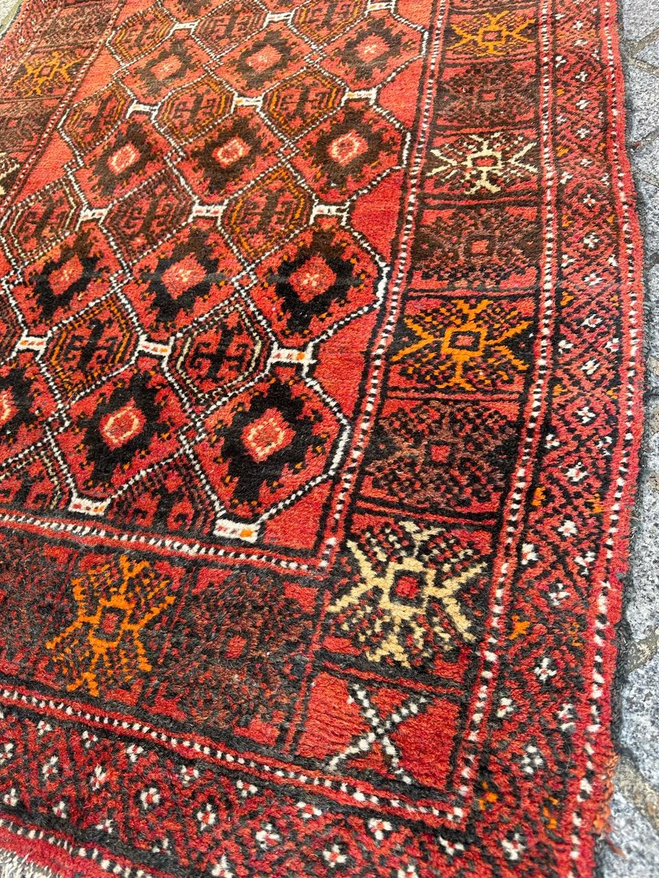 Bobyrug’s pretty vintage Turkmen Baluch rug For Sale 11