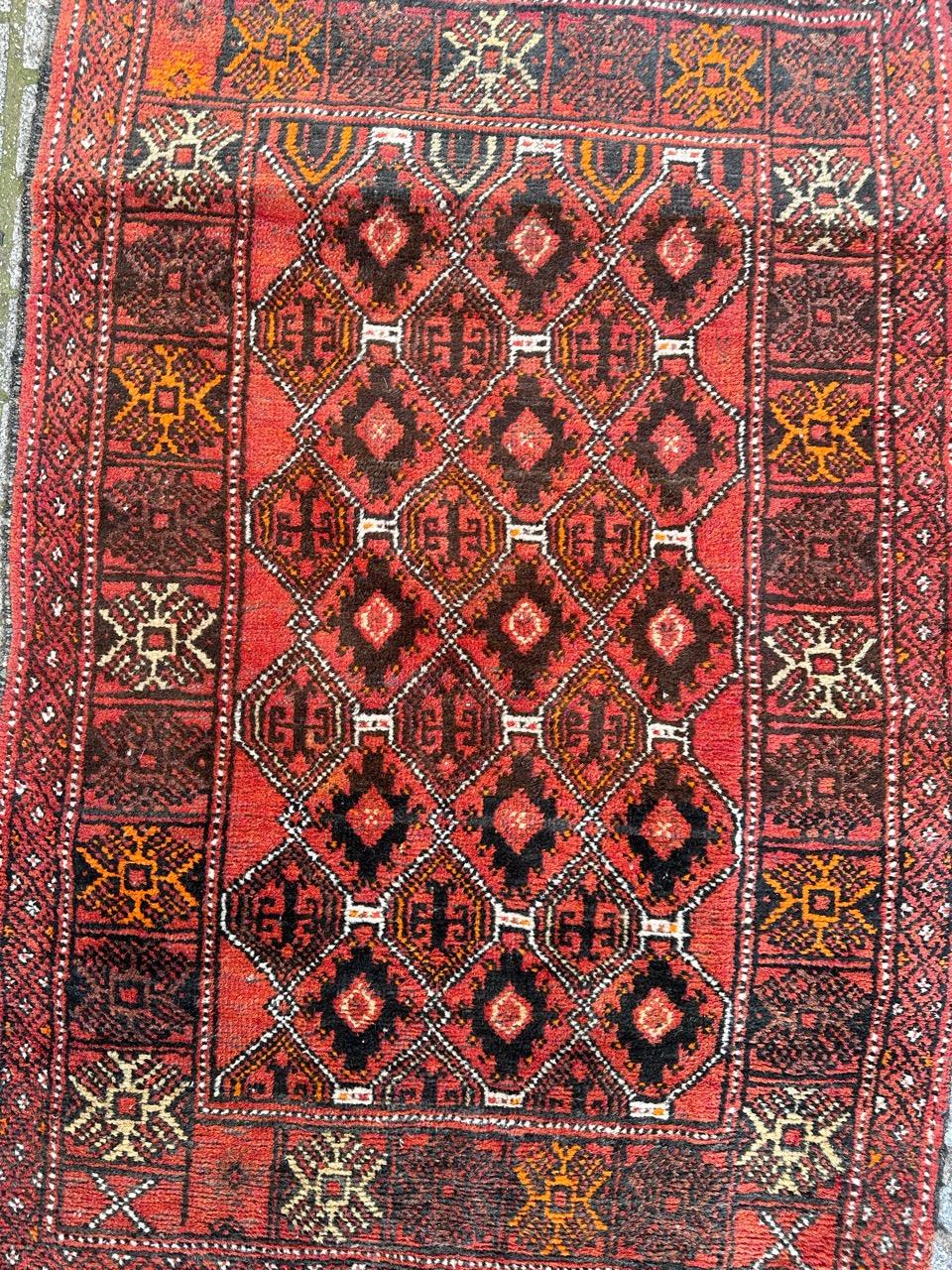 Nice mid century Baluch Afghan rug with beautiful tribal and stylized designs and nice natural colours, entirely hand knotted with wool on wool foundation 

✨✨✨

