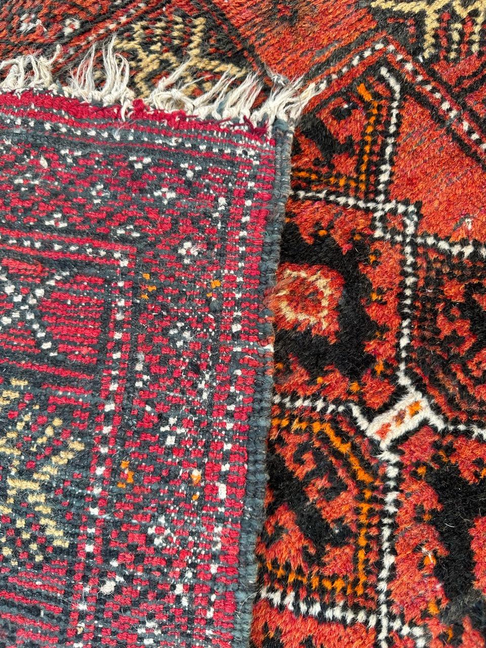 Bobyrug’s pretty vintage Turkmen Baluch rug For Sale 12