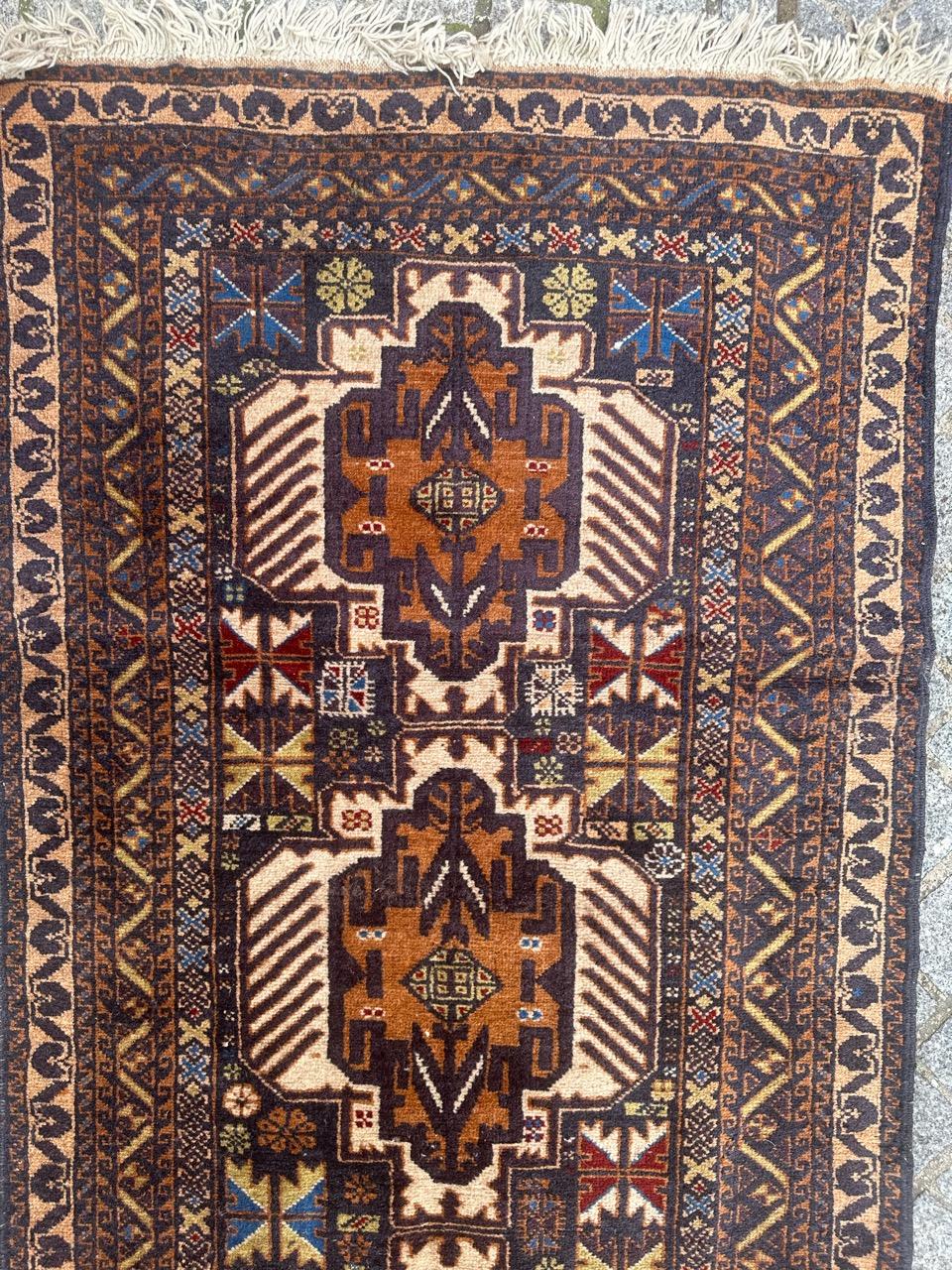 Tribal Bobyrug’s pretty vintage Turkmen Baluch rug  For Sale