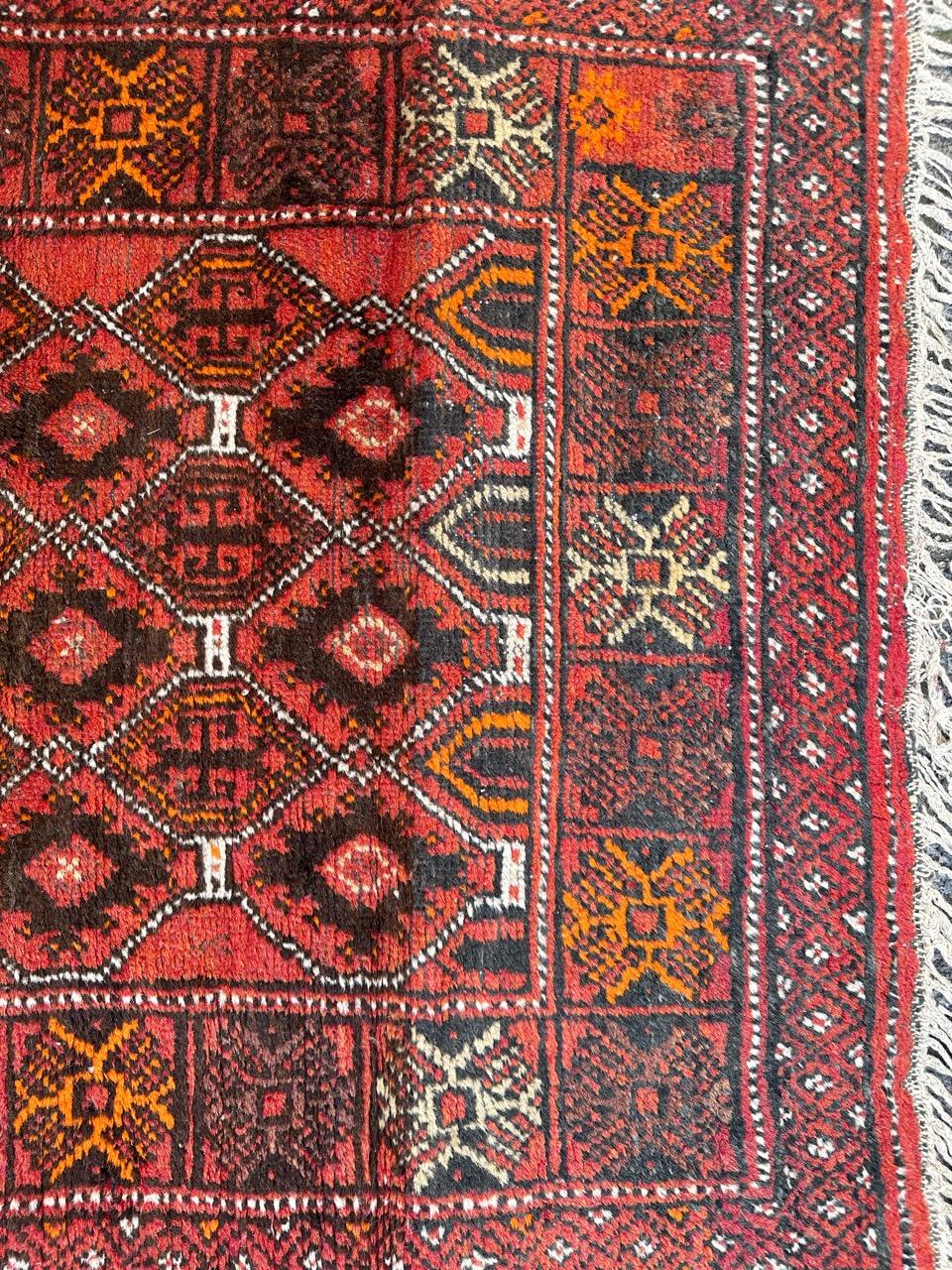 Afghan Bobyrug’s pretty vintage Turkmen Baluch rug For Sale