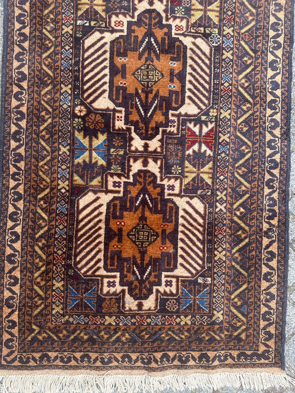 Afghan Bobyrug’s pretty vintage Turkmen Baluch rug For Sale