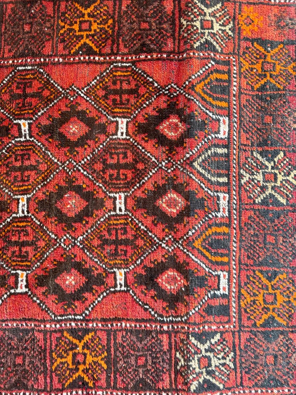 Hand-Knotted Bobyrug’s pretty vintage Turkmen Baluch rug For Sale