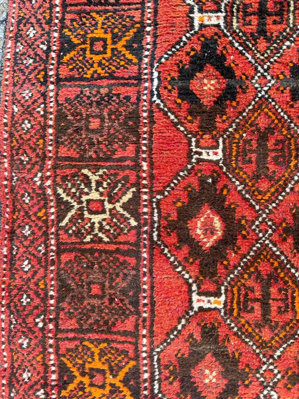 20th Century Bobyrug’s pretty vintage Turkmen Baluch rug For Sale
