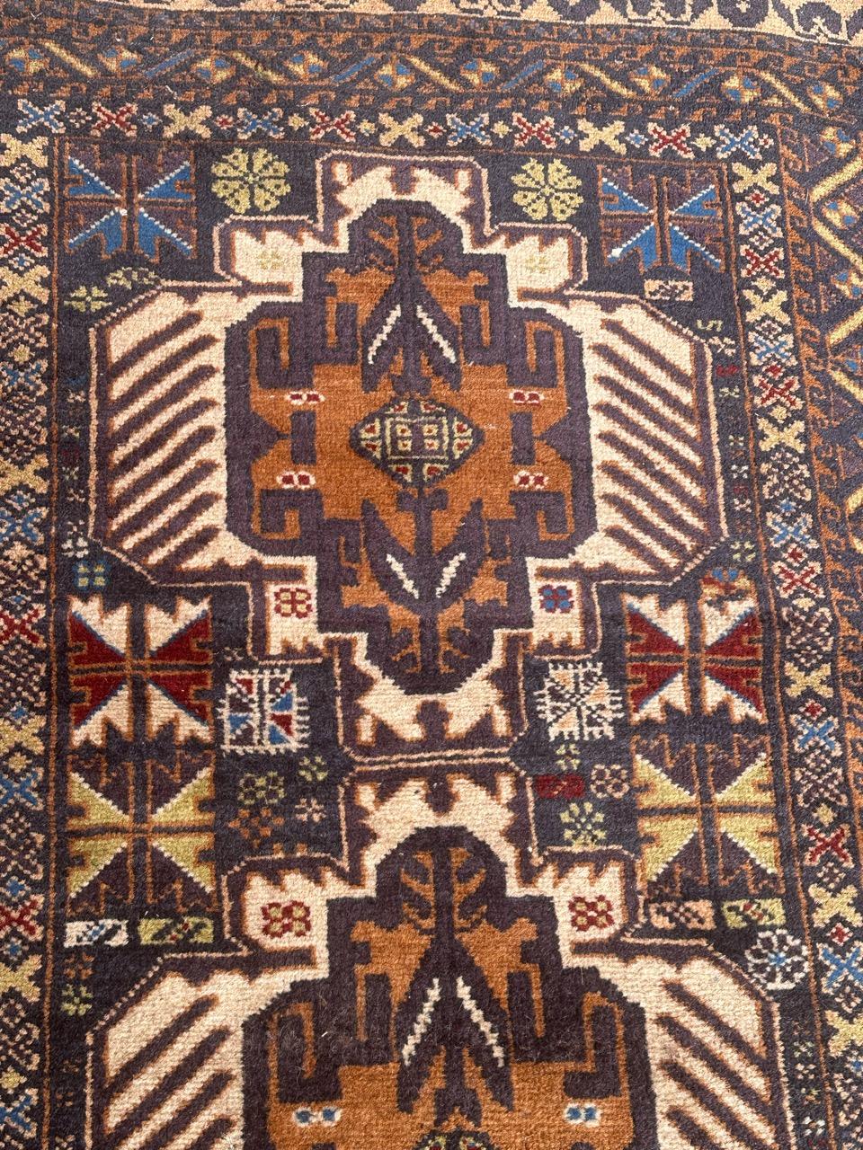 Late 20th Century Bobyrug’s pretty vintage Turkmen Baluch rug  For Sale