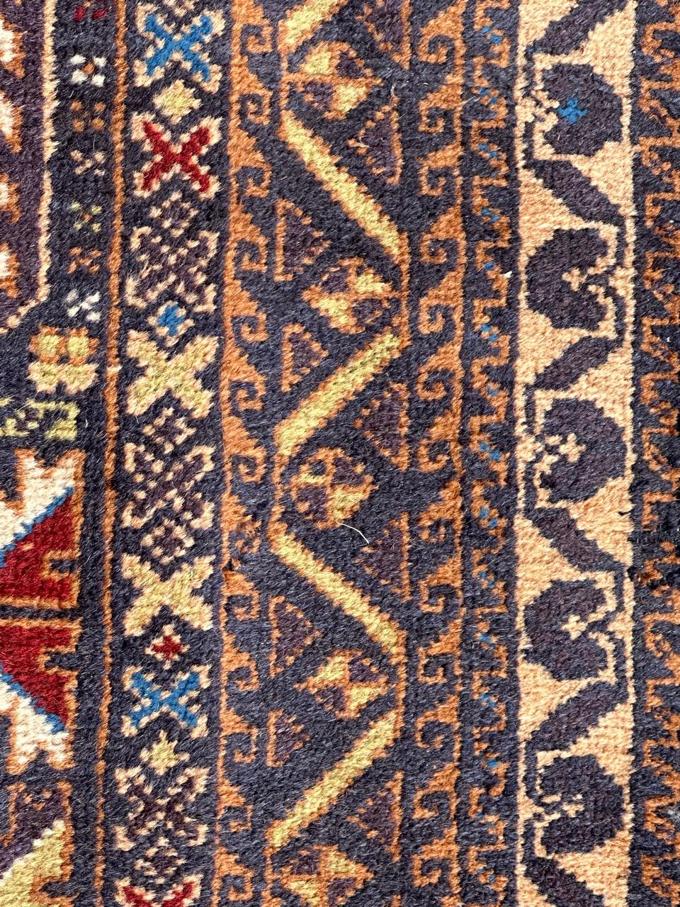 Wool Bobyrug’s pretty vintage Turkmen Baluch rug  For Sale