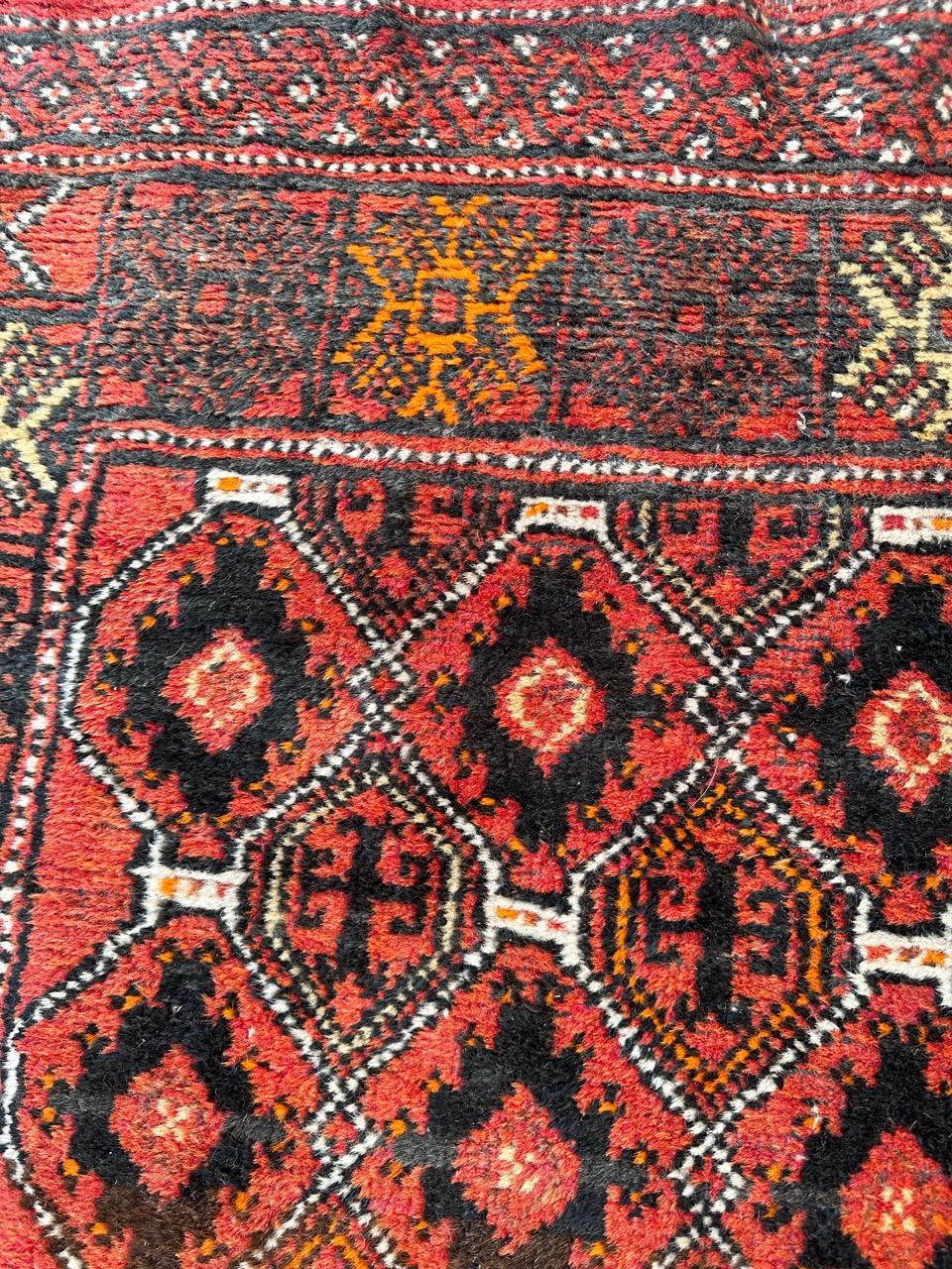 Bobyrug’s pretty vintage Turkmen Baluch rug For Sale 1