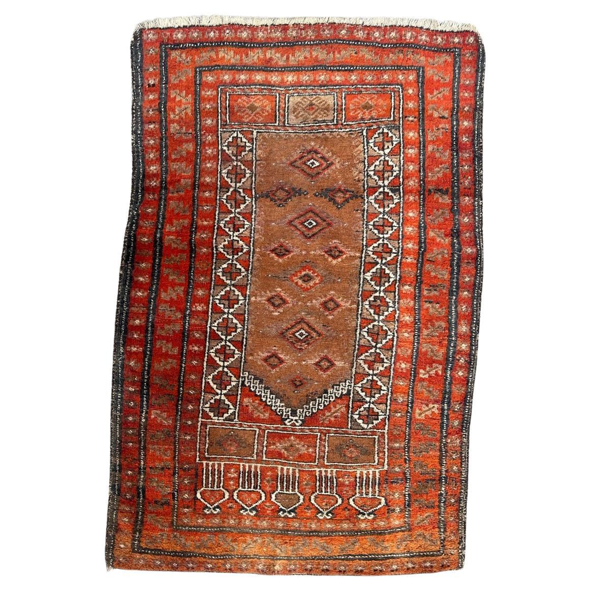 Bobyrug’s pretty vintage Turkmen Baluch rug  For Sale