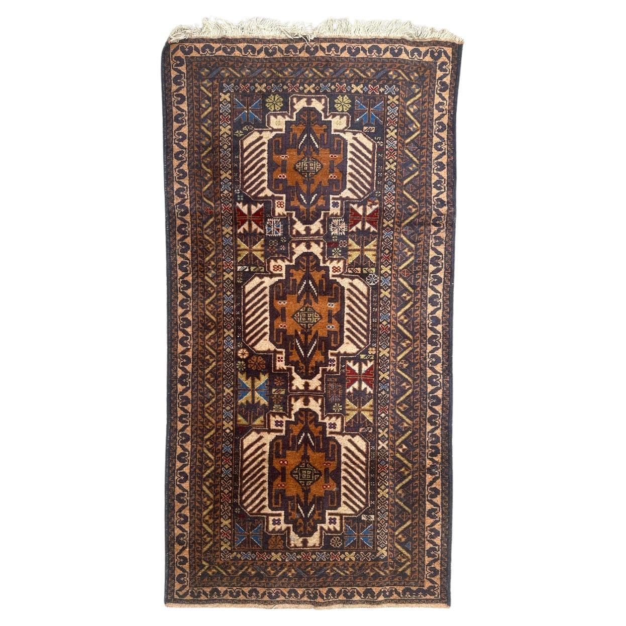 Bobyrug’s pretty vintage Turkmen Baluch rug  For Sale