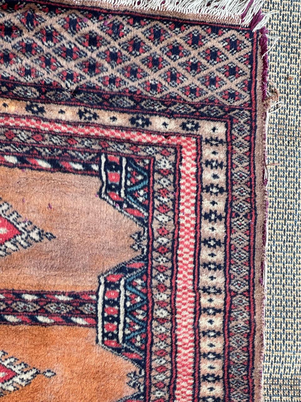 Tribal Bobyrug’s pretty vintage Turkmen design Pakistani rug  For Sale