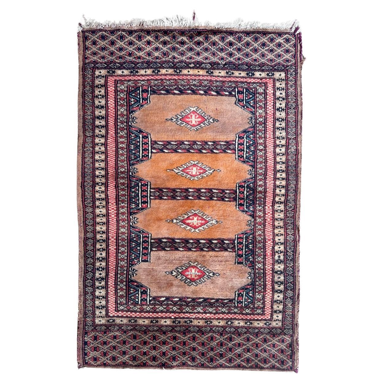 Bobyrug's hübscher vintage turkmenischer Design-Pakistanteppich  im Angebot