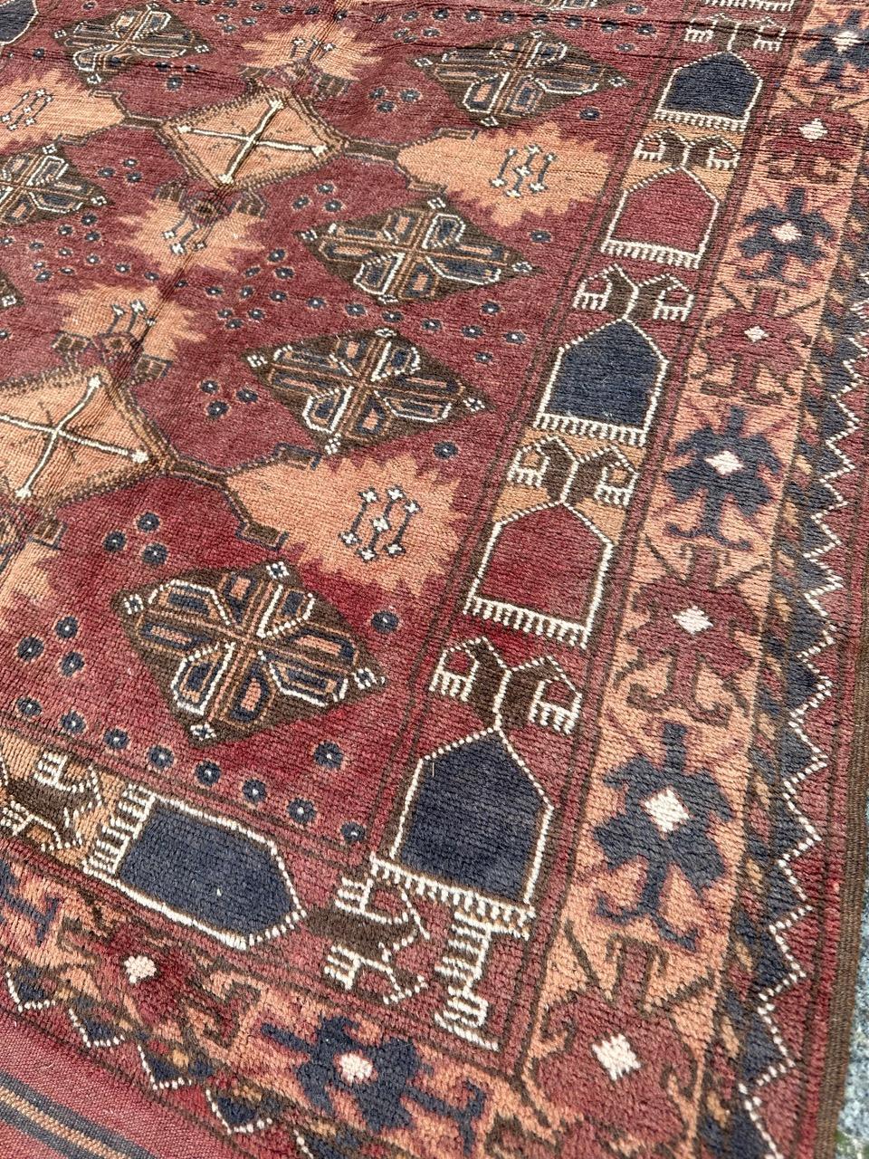 Hand-Knotted Bobyrug’s pretty vintage Turkmen rug  For Sale