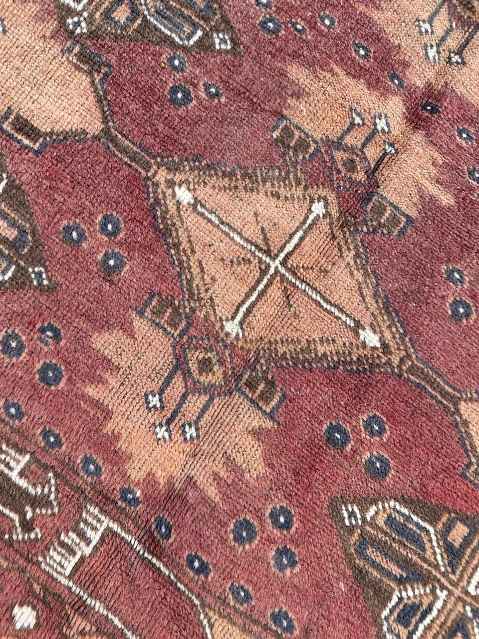 Late 20th Century Bobyrug’s pretty vintage Turkmen rug For Sale