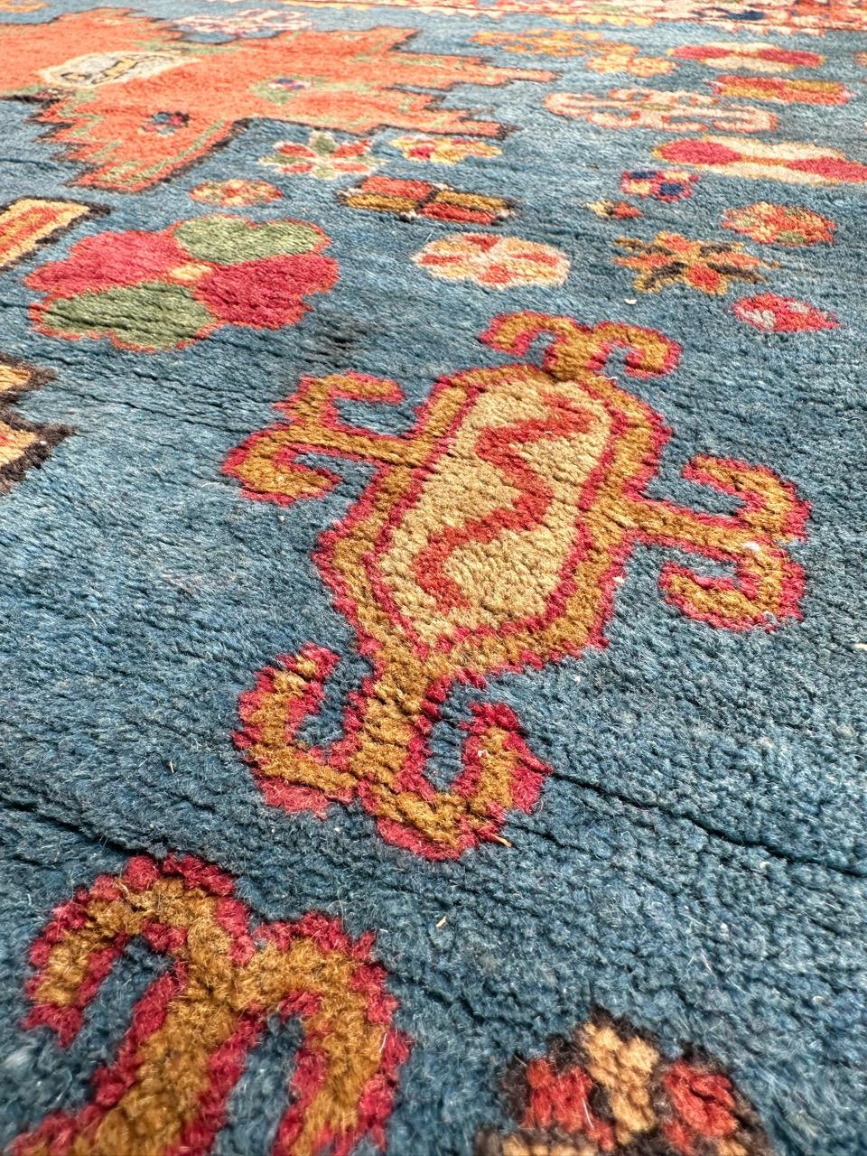 Bobyrug’s pretty vintage Xinjiang shirvan design rug  12
