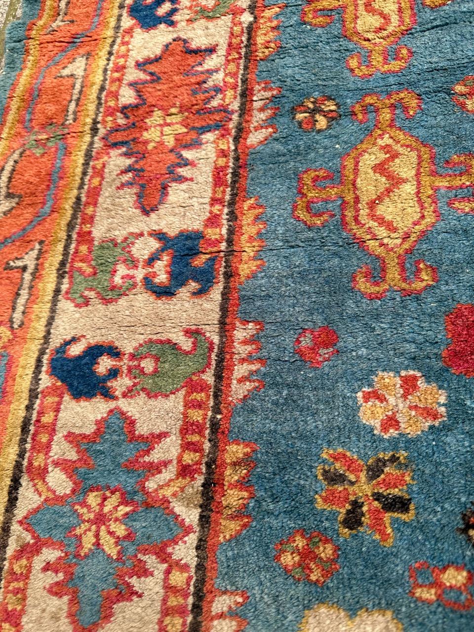 Hand-Knotted Bobyrug’s pretty vintage Xinjiang shirvan design rug 