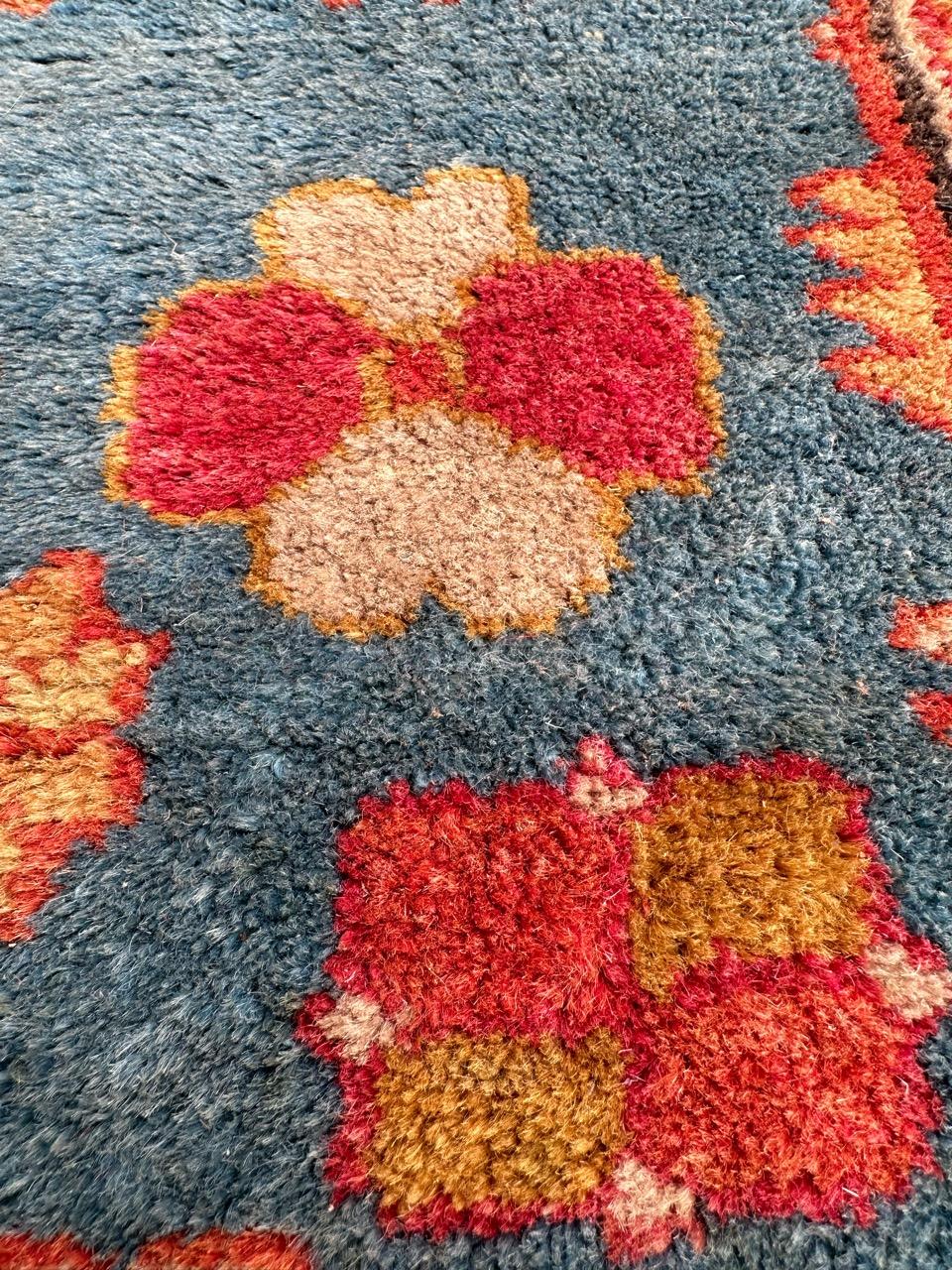Wool Bobyrug’s pretty vintage Xinjiang shirvan design rug 