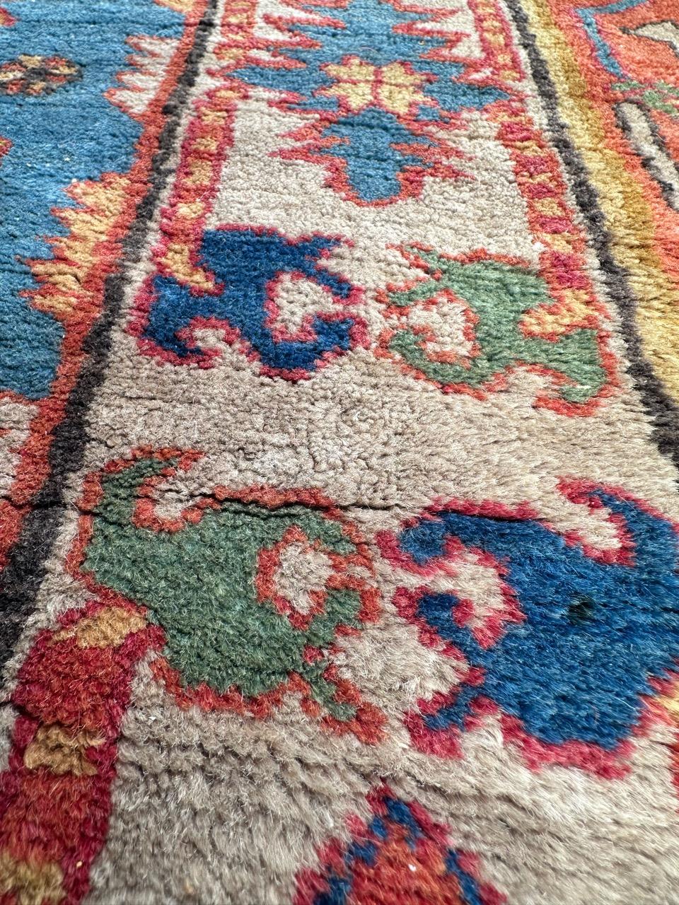 Bobyrug’s pretty vintage Xinjiang shirvan design rug  1