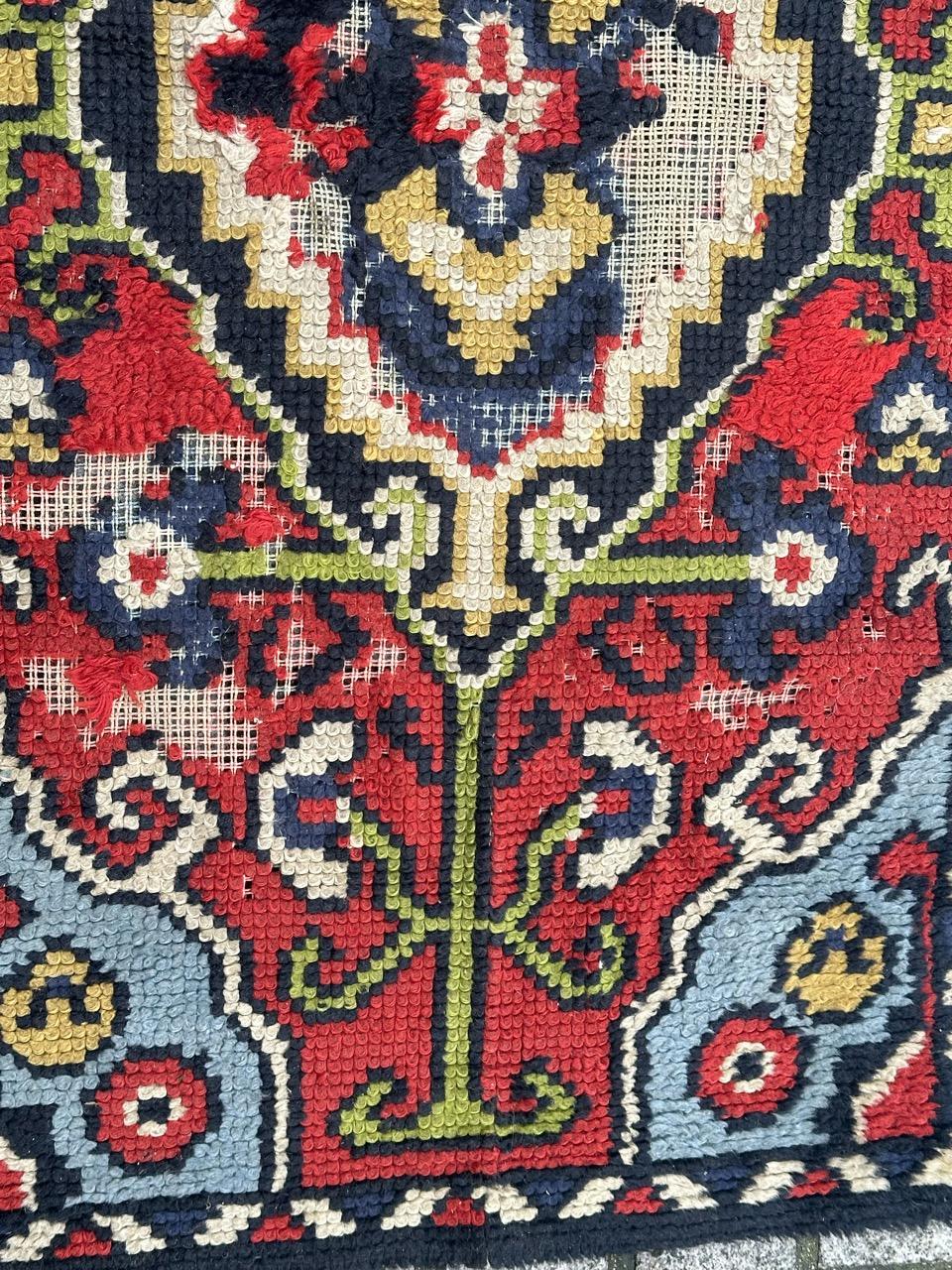 Oushak Bobyrug’s small mid century French Cogolin rug  For Sale