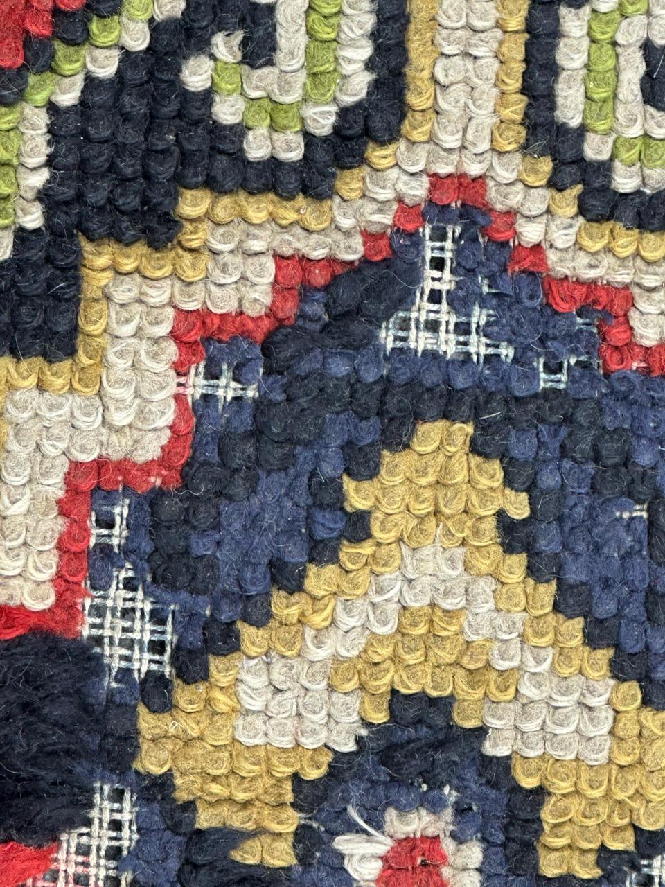 small mid century French Cogolin rug In Distressed Condition For Sale In Saint Ouen, FR