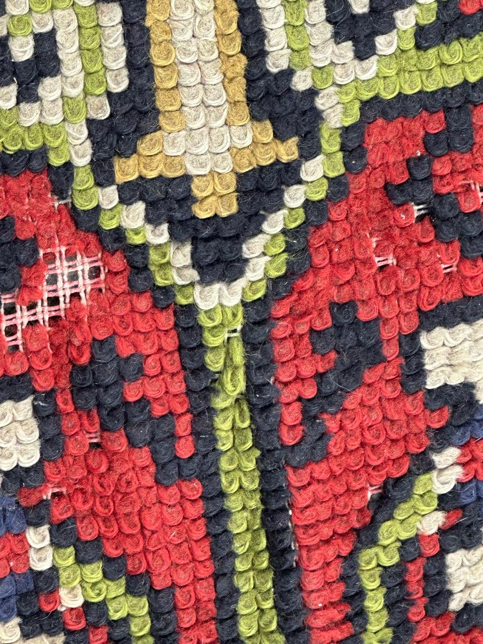 Wool small mid century French Cogolin rug For Sale