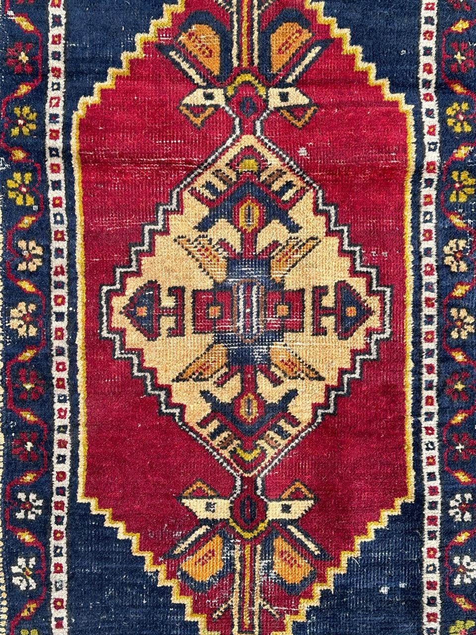 Bobyrug’s small mid century Turkish Yastik rug  For Sale 3