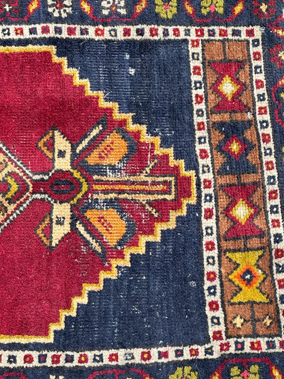 Oushak  small mid century Turkish Yastik rug  For Sale