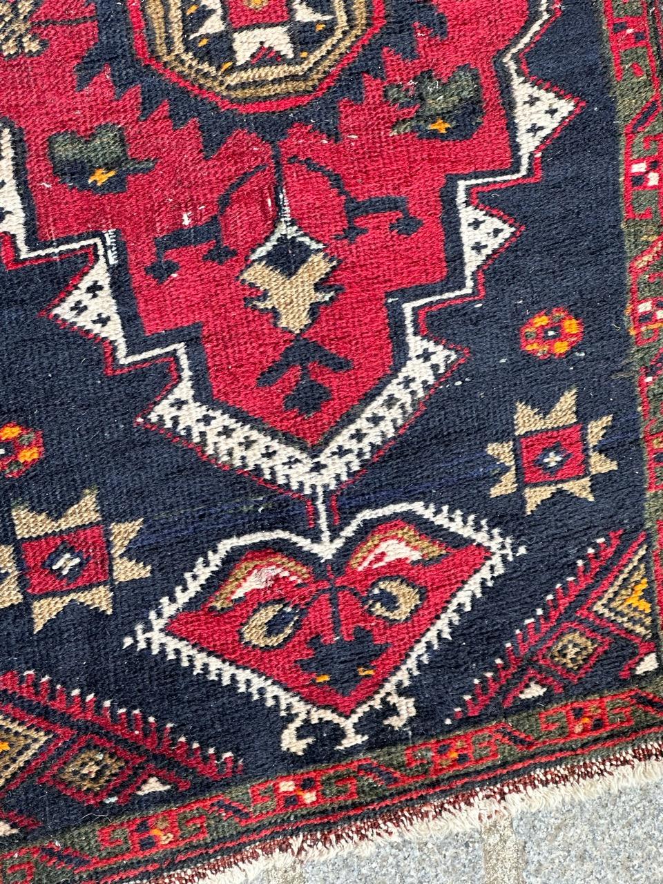 Hand-Knotted Bobyrug’s small mid century Turkish Yastik rug  For Sale
